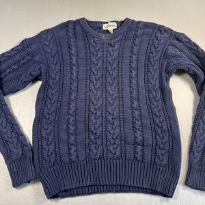 Vintage Cricket Sweater‎ Mens Large Navy Blue Cable Knit Cotton Crewneck granpa